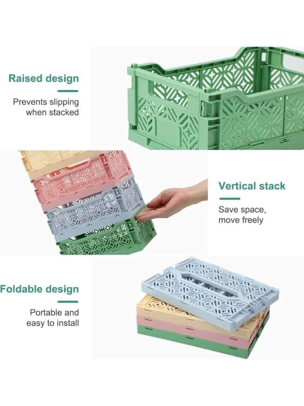 6 Pack Mini Pastel Storage Baskets - Collapsible Desk Organizer Bins, Colorful